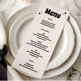 Menú Boda Minimalista Retro Moderna