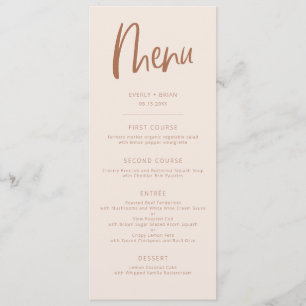 Menú Boda Minimalista rosa moderno de Rubor