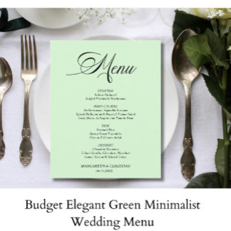 Menú Boda Minimalista verde elegante de presupuest