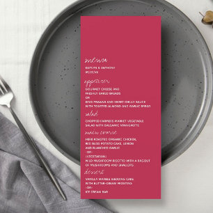 Menú Boda minimalista Viva Magenta moderno