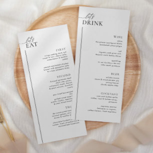 Menú Boda minimalista y menú de bebidas LAYLA