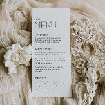 Menú Boda Mínimo Simple De Cena<br><div class="desc">Las tarjetas de menú sencillas y elegantes son una forma clásica de ofrecer un aspecto limpio y sofisticado que complementará cualquier configuración de mesa. Manténgalo en moda con estas sencillas y elegantes cartas de menú que nunca se quedarán fuera de moda. Para obtener más información sobre la coordinación, visite nuestra...</div>