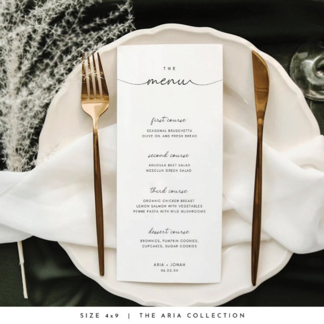 Menú Boda mínimo y Moda en blanco y negro (Minimalist Wedding Menu Template Modern Script Wedding Dinner Menu Printable Digital Download)