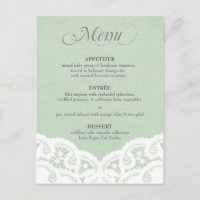 Menú Boda Mint Lace Doily