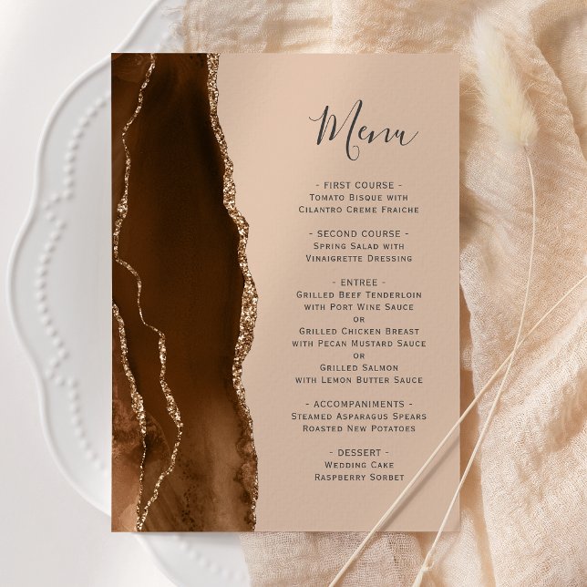 Menú Boda Mocha Brown Gold Tan (Subido por el creador)