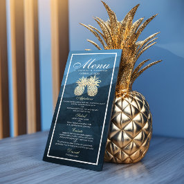 Menú boda Moda Dorado Pineapple Pareja Azul
