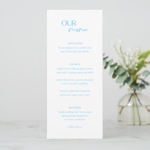 Menú Boda Moderna Azul Chic