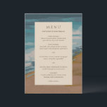 Menú Boda moderna chic costera abstracta<br><div class="desc">Menú de boda moderna con tu menú de cena sobre un fondo costero abstracto.</div>