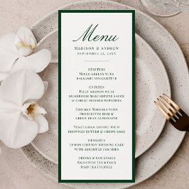 Menú Boda moderna con borde verde