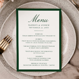 Menú Boda moderna con borde verde