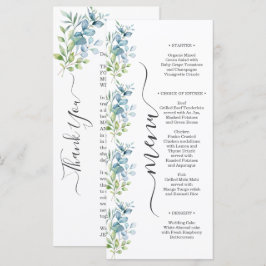 Menú Boda moderna con eucalipto de acuarela verde