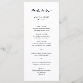 Menú Boda moderna con foto y letra script rústica