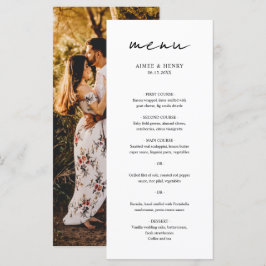 Menú Boda moderna con foto y letra script rústica
