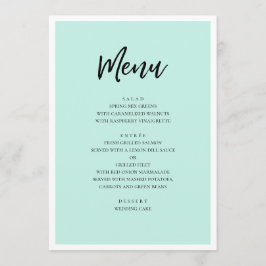 Menú Boda moderna con menta. Letra simple minimalista