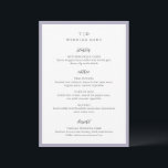 Menú Boda moderna con monograma de lila elegante<br><div class="desc">Menús de boda modernos con un diseño limpio con fuentes serif y script.</div>