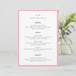 Menú Boda moderna con monograma rosa elegante