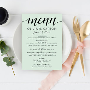 Menú Boda Moderna con Tinta y Letra Negra