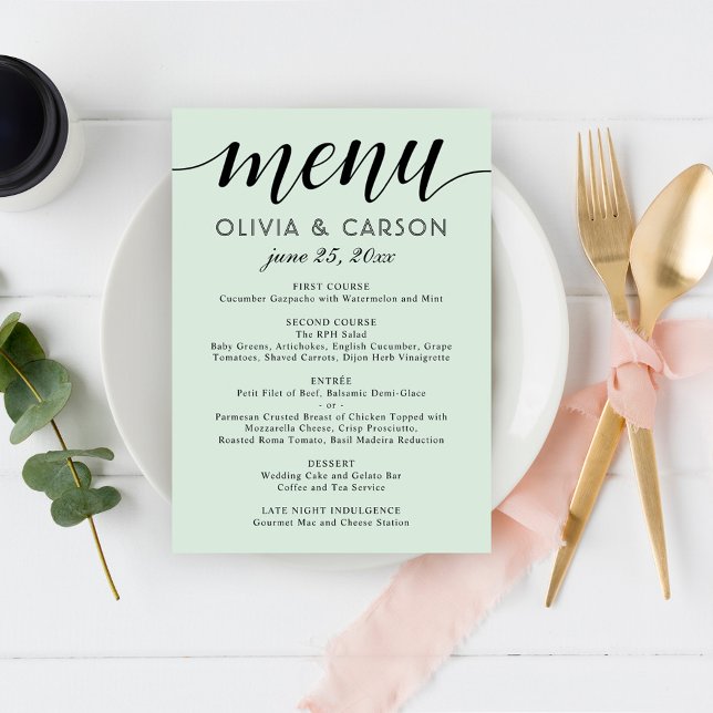 Menú Boda Moderna con Tinta y Letra Negra (Subido por el creador)