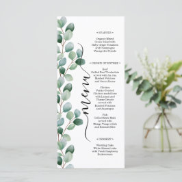 Menú Boda moderna con vegetación de eucalipto
