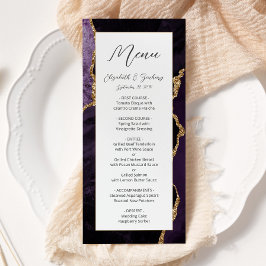 Menú Boda Moderna de Ágata Dorada Púrpura