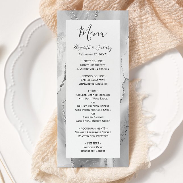 Menú Boda Moderna de Agata Gris Plateado (Subido por el creador)