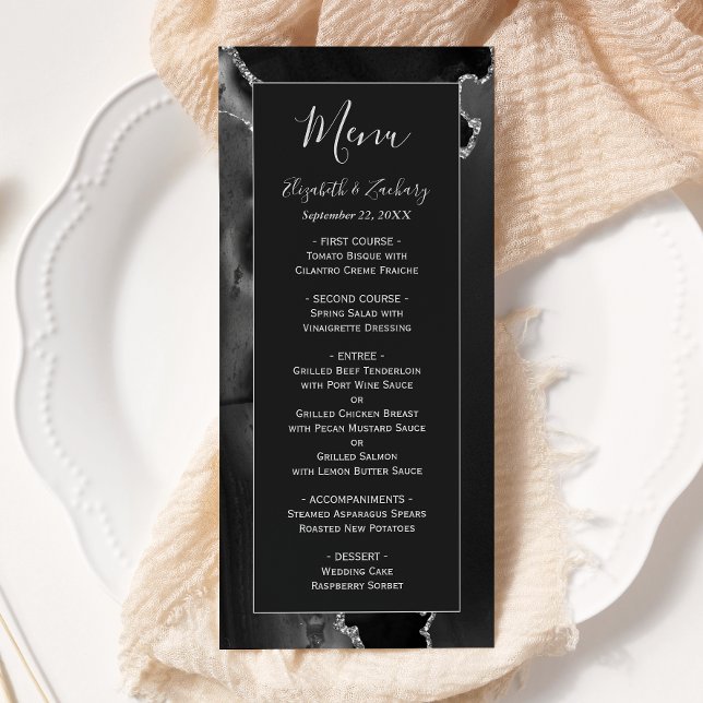 Menú Boda Moderna de Agata Negra y Plata (Subido por el creador)
