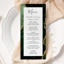 Menú Boda Moderna de Ágata Verde Cazador Dorado
