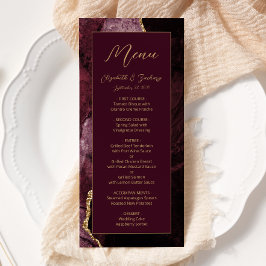 Menú Boda moderna de burgundy y ágata dorada