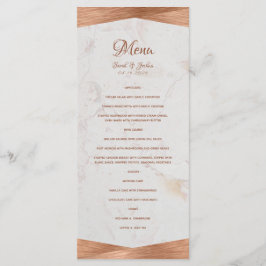 Menú Boda Moderna de Caligrafía de Cobre con Mármol Geo
