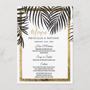 Menú Boda moderna de la palmera de las frondas de la