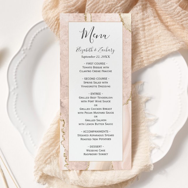 Menú Boda Moderna de Marfil y Ágata Dorada (Subido por el creador)