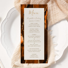 Menú Boda Moderna de Marrón Quemado Naranja Ágata Marfi