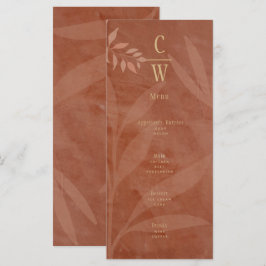 Menú Boda moderna de otoño Hojas de terracota doradas