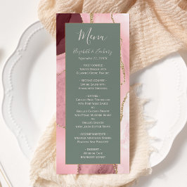 Menú Boda Moderna de Rosa Dorado Verde Sage Ágata