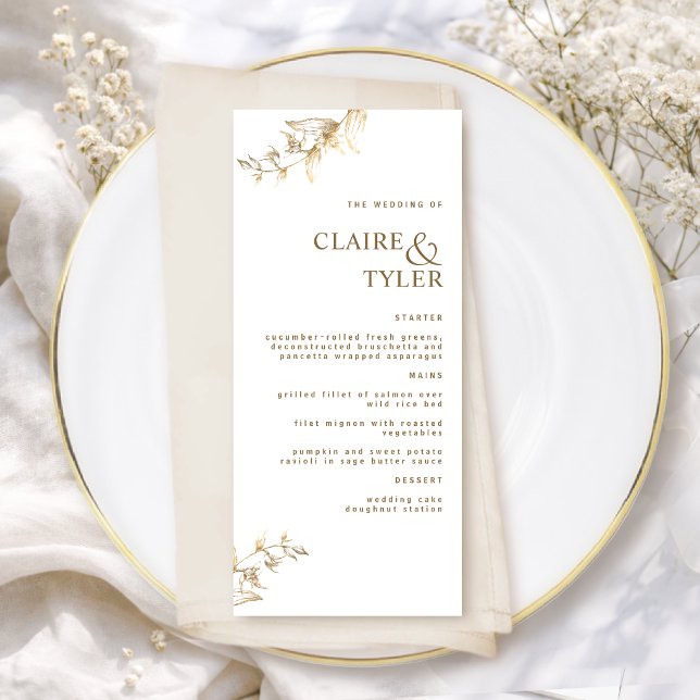 Menú Boda Moderna Elegante Chic Blanca y Dorada (Subido por el creador)