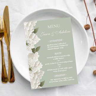 Menú Boda moderna elegante de lujo en verde salvia