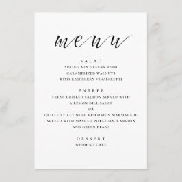 Menú Boda moderna en blanco y negro. Letra minimalista