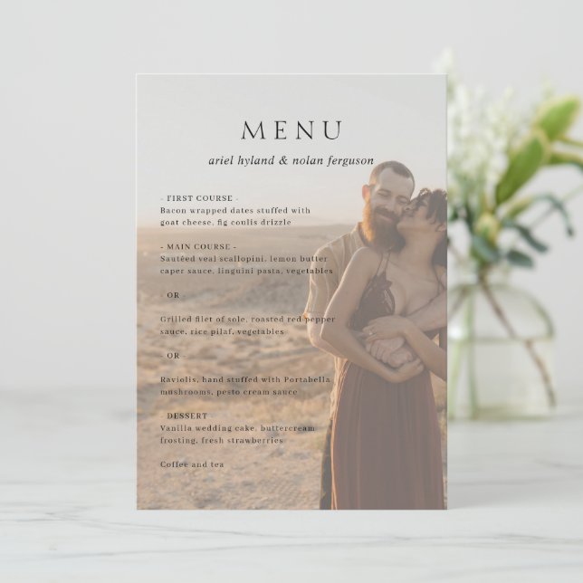 Menú Boda Moderna Foto Limpia (Anverso de pie)
