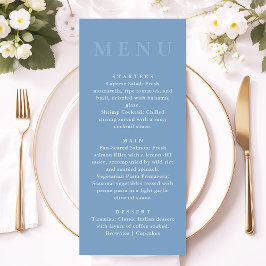 Menú Boda moderna minimalista cena azul polvoriento