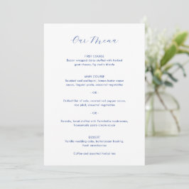Menú Boda moderna minimalista en azul cobalto