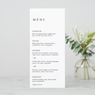 Menú Boda moderna minimalista en blanco y negro