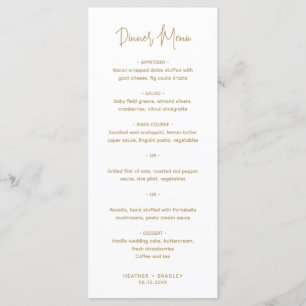Menú Boda moderna minimalista en oro