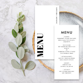 Menú Boda moderna minimalista negra y blanca audaz