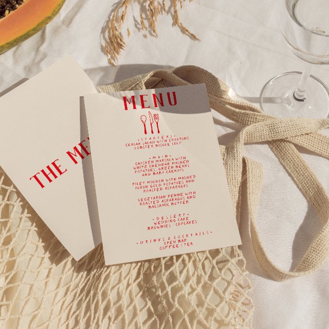 Menú Boda Moderna Quirky con Tenedor y Cuchillo Dibujad (Subido por el creador)
