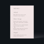 Menú Boda moderna rosa elegante<br><div class="desc">Menú de boda moderna con un diseño simple pero elegante.</div>