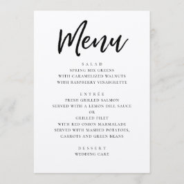 Menú Boda moderna rústica. Caligrafía de guión de país