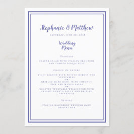 Menú Boda Moderna Simple Azul Periwinkle Enmarcado Chic