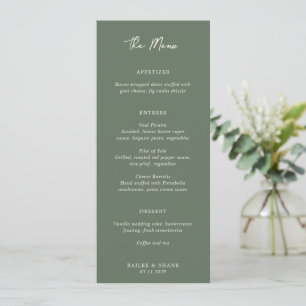 Menú Boda moderna simple de olivo verde