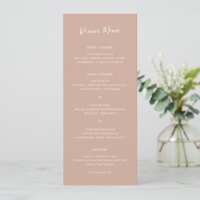 Menú Boda moderna simple neutral y terrosa (Anverso de pie)