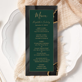 Menú Boda Moderna Verde Esmeralda Ágata Oro Negro